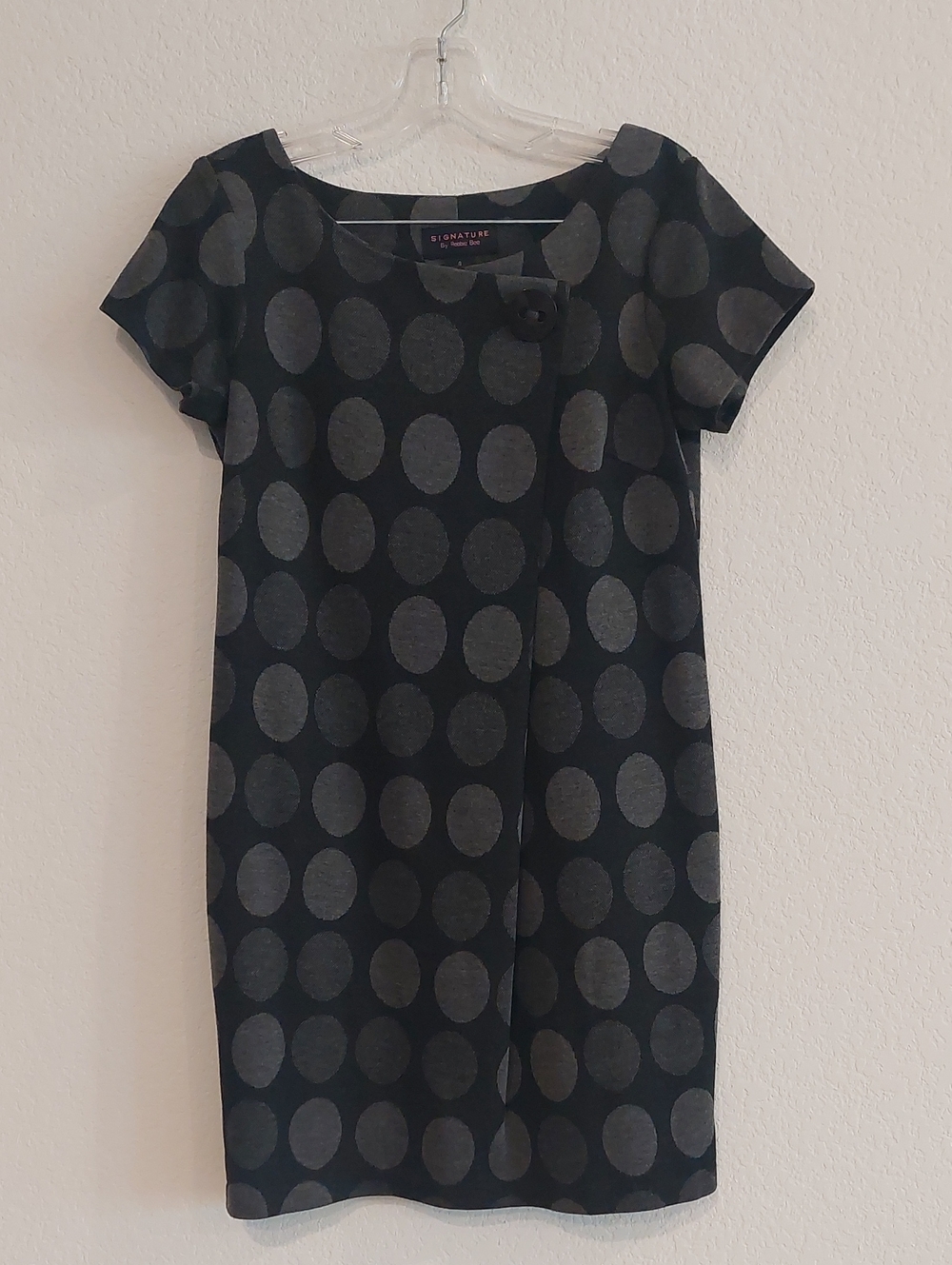 SIGNATURE By Robbie Bee Gray Polka Dot Dress NWOT